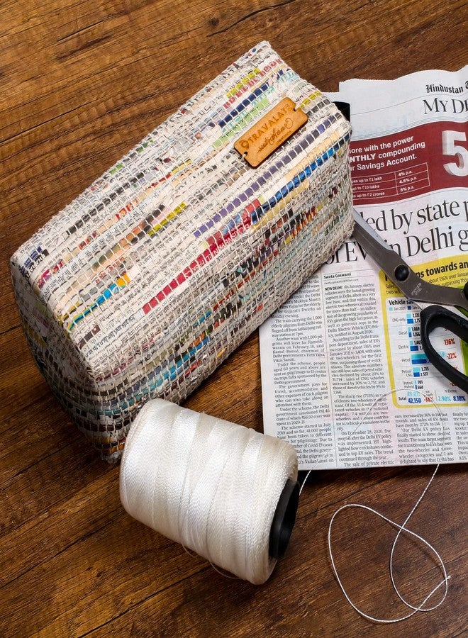 TRAVALATE Handwooven Newspaper Utility Pouch For Men And Women's- Eco Friendly Toiletry Kit|Cosmetic Pouch|Pencil Case, 10Cm, Multicolor - Image 4